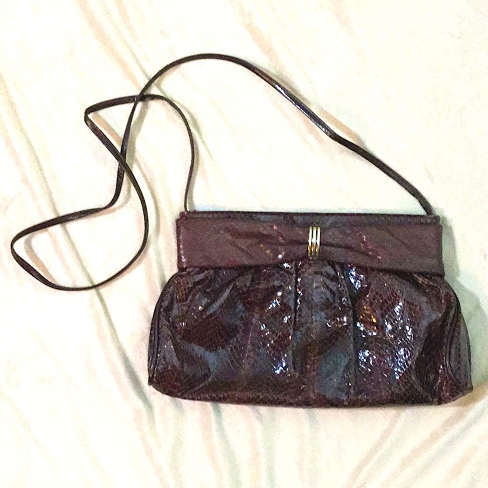 J. Reneé Vintage Snakeskin Burgandy Crossbody or Clutch
